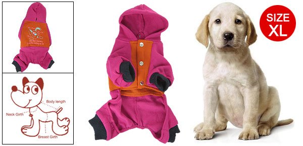 Rabbit Pattern Jumpsuit Romper Dog Clothes Orange Fuchsia XL