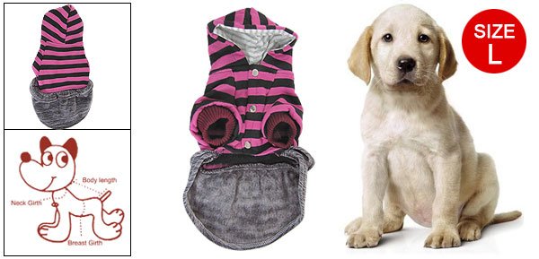 Black Fuchsia Stripe Clothes Layered Dress L for Dog