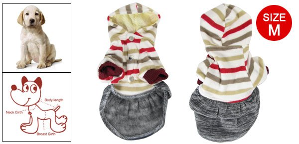 Ribbed Cuff Striped Dress Press Studs Hoodie M for Dog
