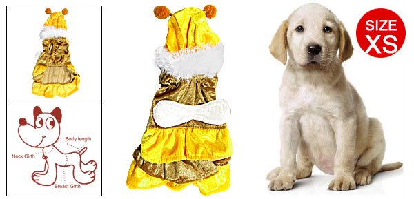 XS Bee Style Yellow Coffee Tiered Dress Apparel for Pet Dog