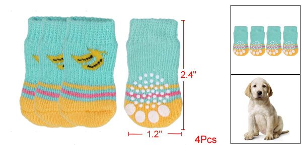 Pet Dog Banana Pattern Non-slip Sole Elastic Socks 4Pcs