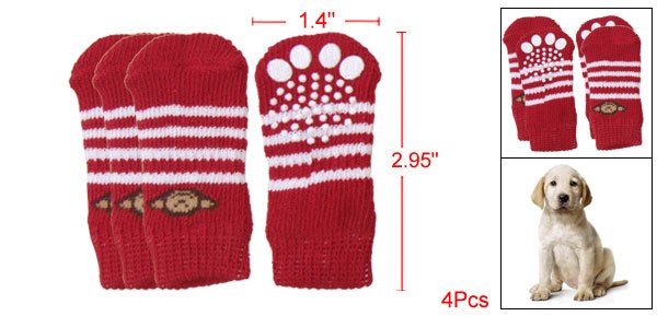 Red White Striped Monkey Pattern Elastic Socks for Dog