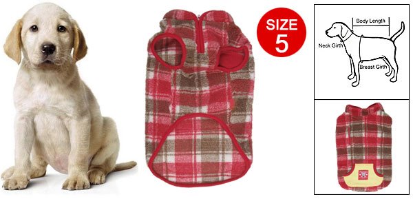 Size 5 England Checker Kangaroo Pocket Cotton Vest for Pet Dog
