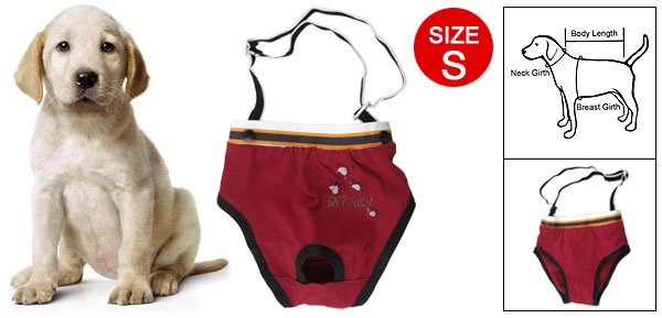 Size S Maroon Color Elastic Shoulder Belt Dog Puppy Diaper Pants