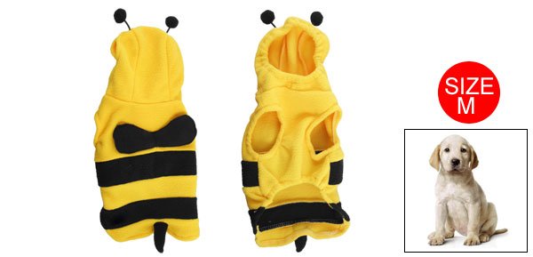 Yellow Black Honey Bee Sleeveless Costume M for Dog Pet
