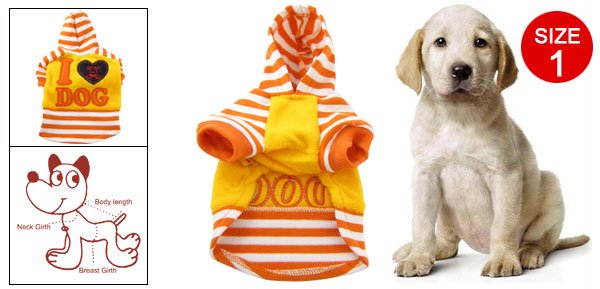 Puppy Orange White Stripe Plush Lined Autumn Hoody Size 1