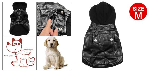 Puppy Dog Black Hooded Coat Warm Apparel Clothes Size M