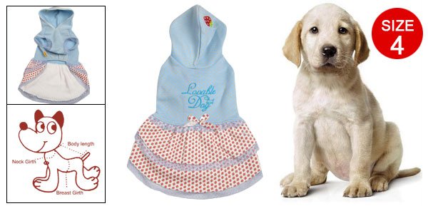 Dog Strawberry Yellow Dots Print Lace Trim Tiered Hooded Dress Size 4