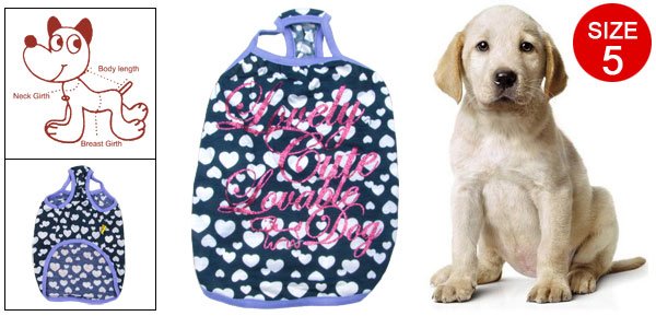 Puppy Hearts Pattern English Words Print Cyan Tank Top Size 5