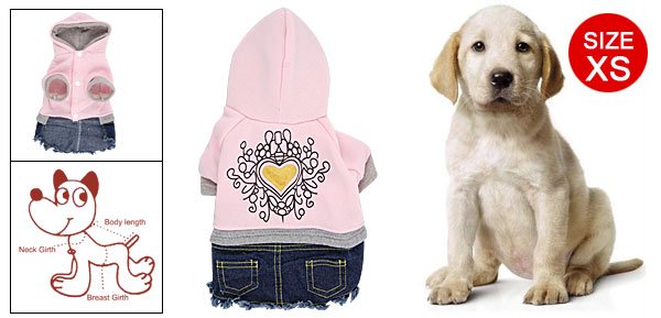 Size XS Pink Blue Cotton Denim Dress Winter Clothes for Pet Dog