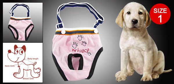 Size 1 Pink Elastic Shoulder Belt Diaper Pants for Dog