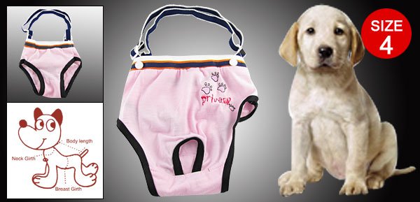 Size 4 Pink Pants with Adjustable Braces for Pet Dog