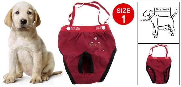 Red Pet Dog Pants with Adjustable Braces Size 1