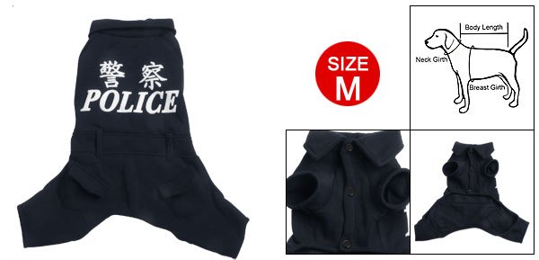 Size M Navy Blue Collar Jumpsuit Clothes for Dog Pet