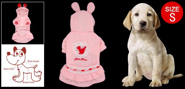 Pink Red White Rabbit Design Doggy Winter Dress Size S