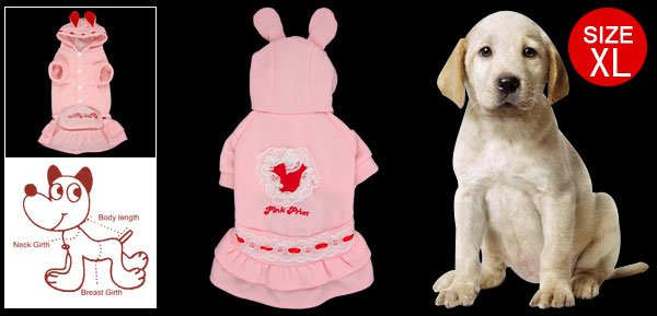 Size XL Pink Red White Cake Dress w Rabbit Design Cap for Dog