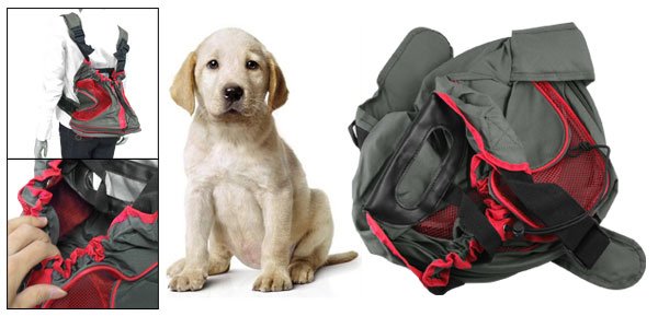 Army Green Red Nylon Adjustable Waist Strap Dog Pet Carrier Holder