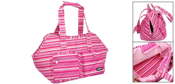 Pet Dog Cat Carrier Travel Tote Carrying Carry Bag with Stripe Pattern
