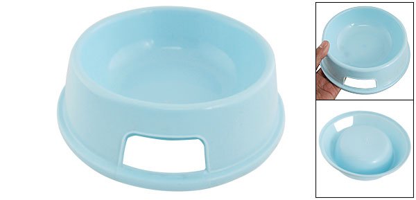 Dog Pet Baby Blue Plastic Round Bowl Food Feeder Dish