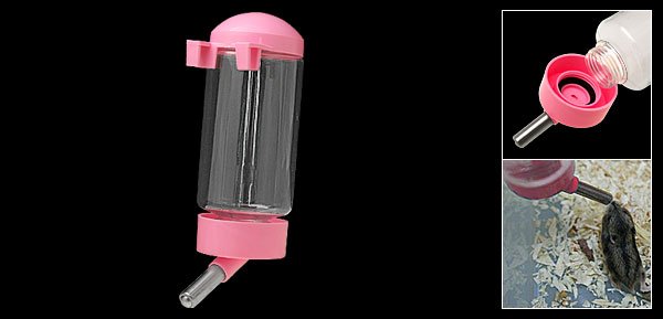 Pink Dog Puppy Gerbil Hamster Pet Cage Water Feeder Bottle