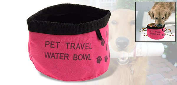 Pink Portable Pet Dog Cat Travel Food Water Folding Bowl