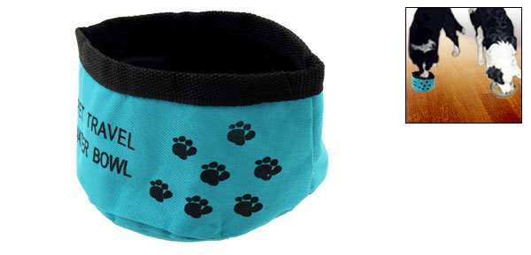 Travel Pet Dog Fold Up Travel Food & Water Bowl Blue