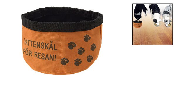 Fashion Flexible Flower Pattern Orange Rag Nylon Pet's Dish Bowl