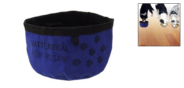 Fashion Portable Flower Pattern Blue Nylon Rag Pet's Dish Bowl