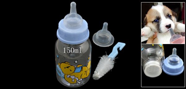 Fashion Portable Mini Pet Blue Plastic Water Bottle Milk Feeder