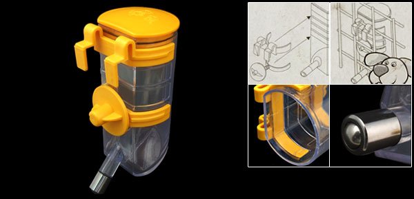 Cage Pet Puppy Gerbil Hamster Water Bottle Feeder Yellow