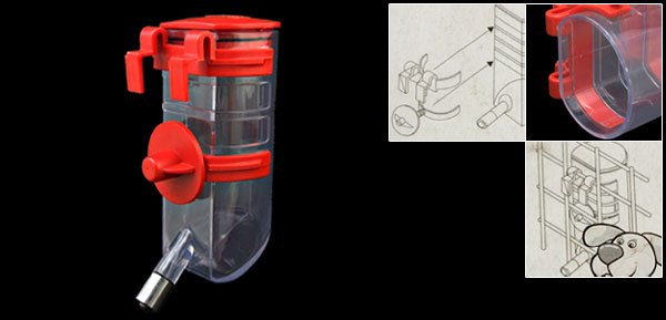 Red Cage Pet Puppy Gerbil Hamster Water Feeder Bottle