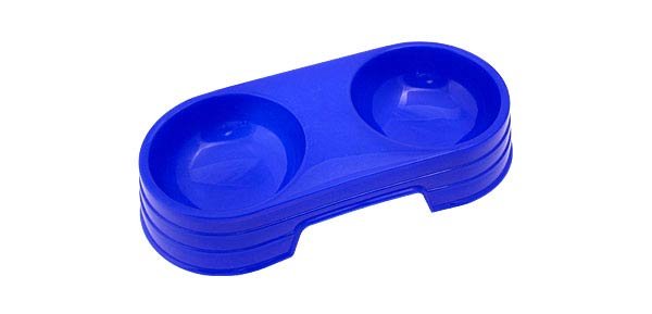 Dual Pet Dog Food Bowl Feeder - Blue
