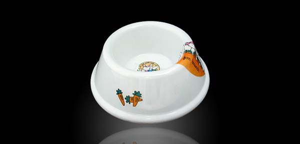 Solid Plastic Pet Dog Cat Bowl Feeder- White