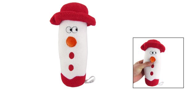 Red White Plush Christmas Snowman Squeeze Whistling Toy for Pet Dog