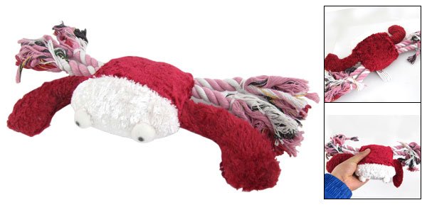 White Dark Red Big Crab Pet Fetch Catch Squeaky Toy