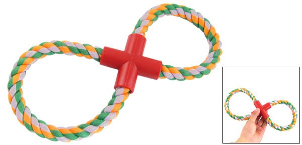 Pet Dog Knot Colored Rope Figure 8-Shaped Tug Fetch Trainning Toy