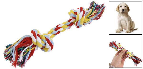Pet Dog Colored Cotton Rope Knot Bone Chew Tug Training Toy