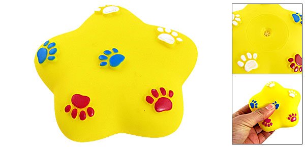 Paw Decor Yellow Vinyl Star-Shape Squeeze Squeaky Toy for Pet Dog