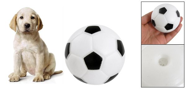 Black White Vinyl Rubber Football Shape Squeaky Toy for Pet Puppy