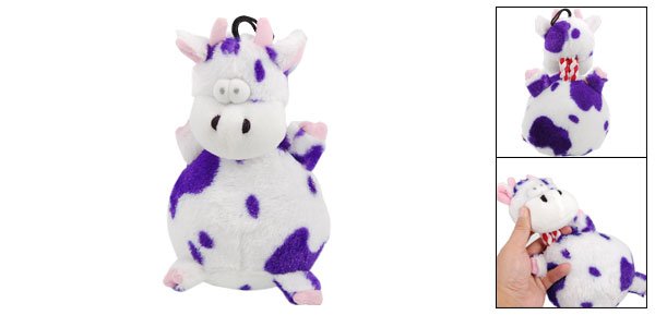 Stuffed Purple Pattern Plush Squeaky Cow Doll Gift Toy for Pet Dog