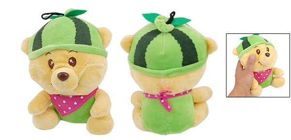 Sponge Filled Green Watermelon Hat Plush Bear Gift Pet Dog Toy Doll