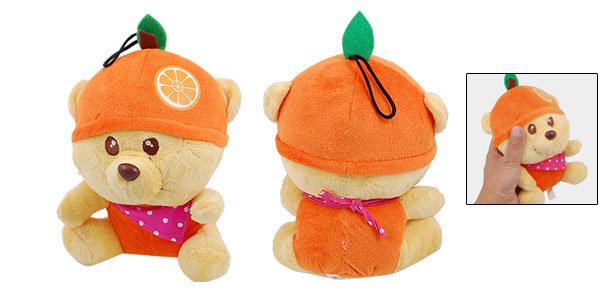 Sponge Stuffing Orange Hat Design Plush Bear Pet Toy Doll for Puppy Dog