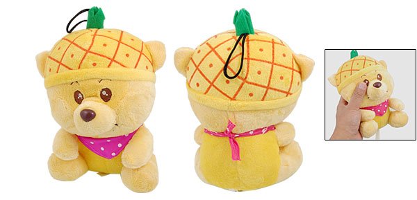 Stuffed Yellow Pineapple Hat Plush Bear Pet Toy Doll for Puppy Dog