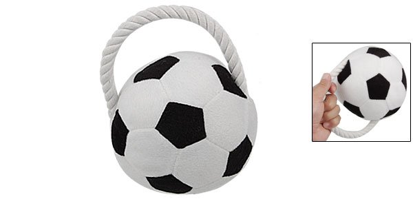 Rope Design Plush Squeaky Soccer Pet Ball Toy for Puppy Dog