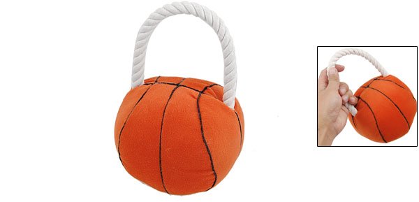 Orange Red Roped Plush Basketball Pet Ball Toy for Puppy Dog