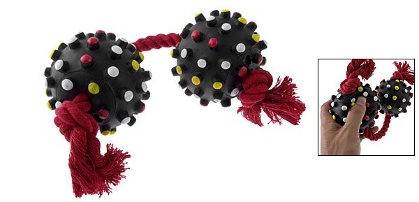 Dog Pet Catching Chew Toy Braided Rope Knot Tug Ball Red