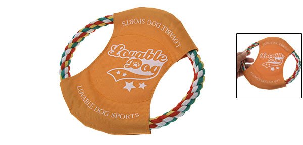 Orange Cotton Rope Disc Frisbee Toy for Dog Pet