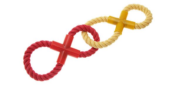 Dog Pet Red Yellow Dual Eight Rope Chew Play Toy New