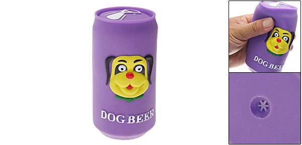Purple Vinyl Plastic Beer Jar Pet Dog Squeaky Chew Toy