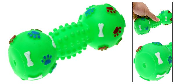 Pawl Print Bone Squeaky Squeak Toy Green for Pet Dog